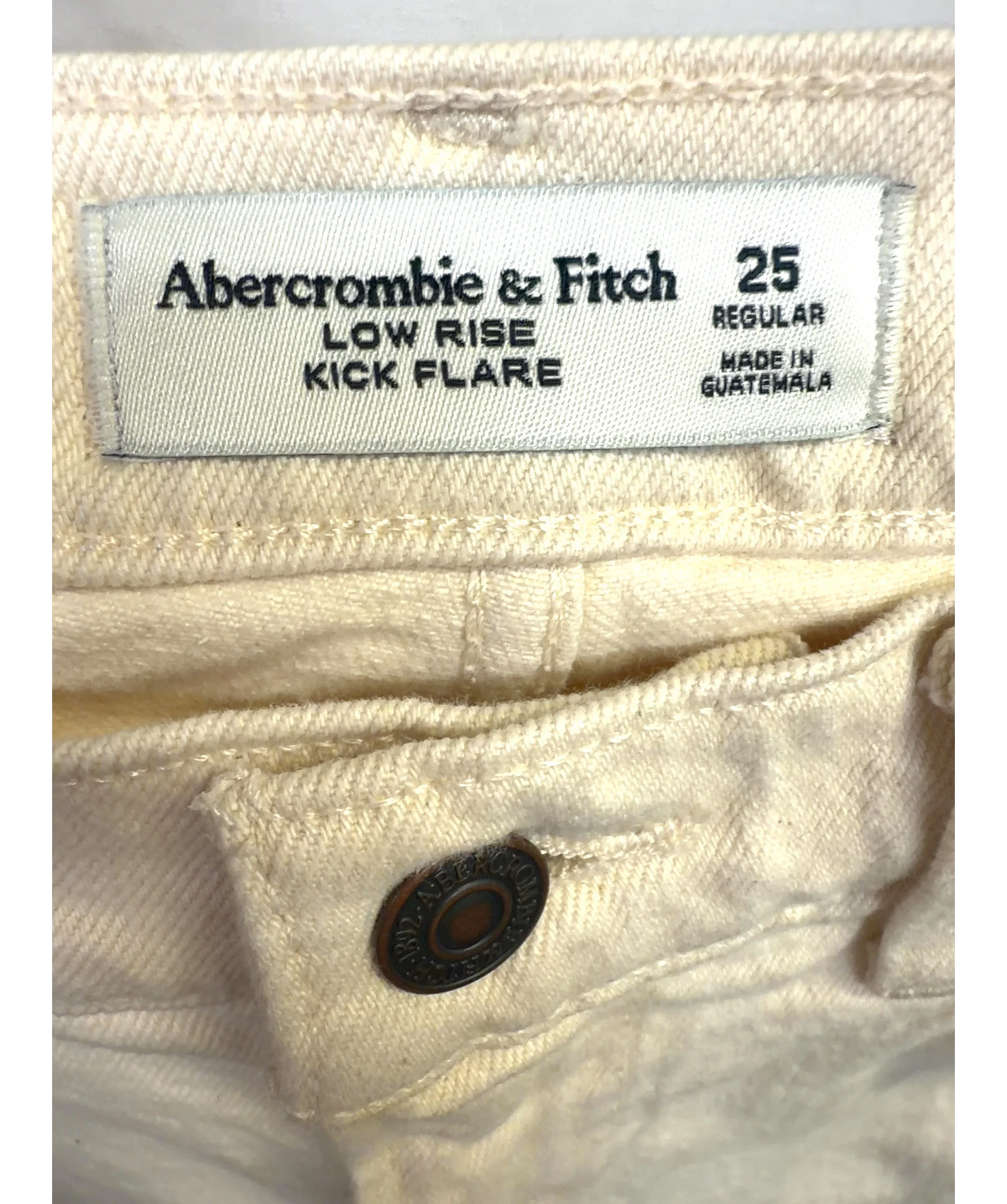 ABERCROMBIE & FITCH Cream Colour, size W25 — care label
