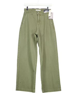Abercrombie & Fitch Curve Love High Rise Wide Leg Trouser Green W24