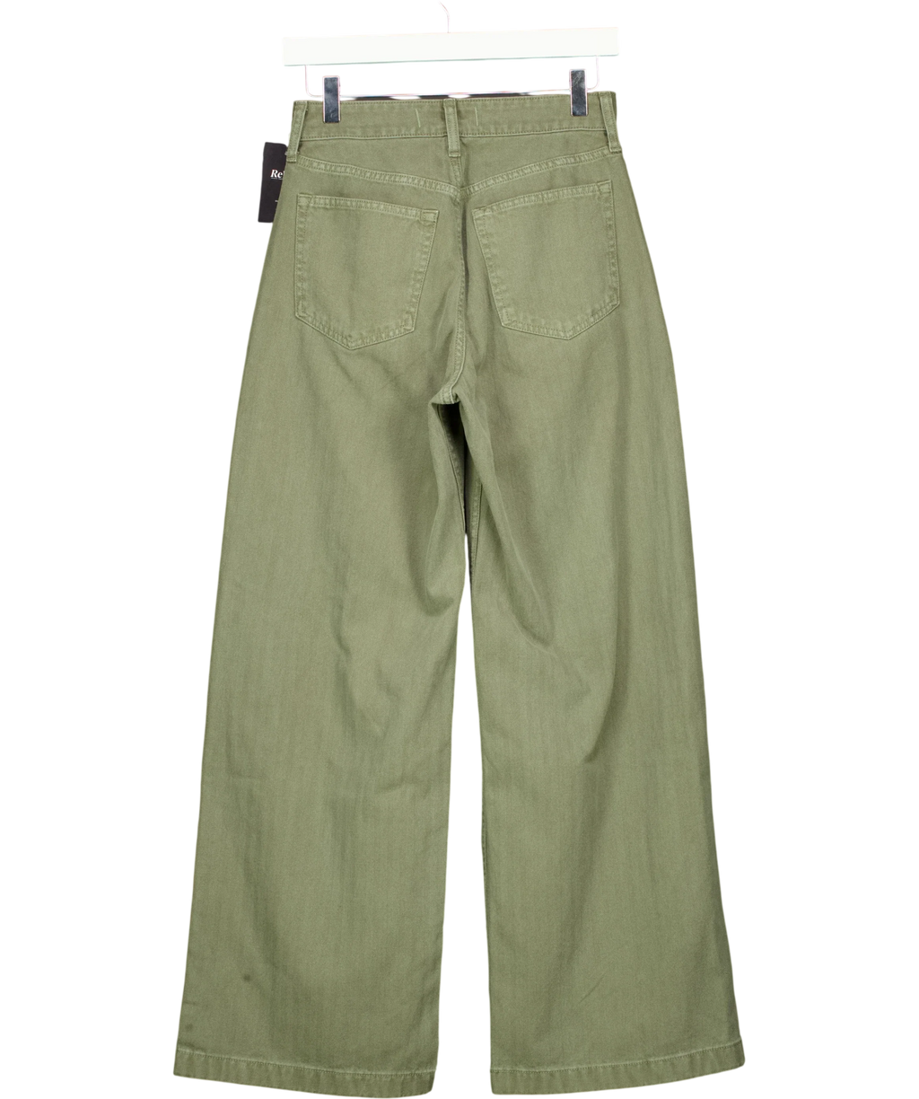 ABERCROMBIE & FITCH olive green Curve Love High Rise Wide Leg Trouser, size W24 — back