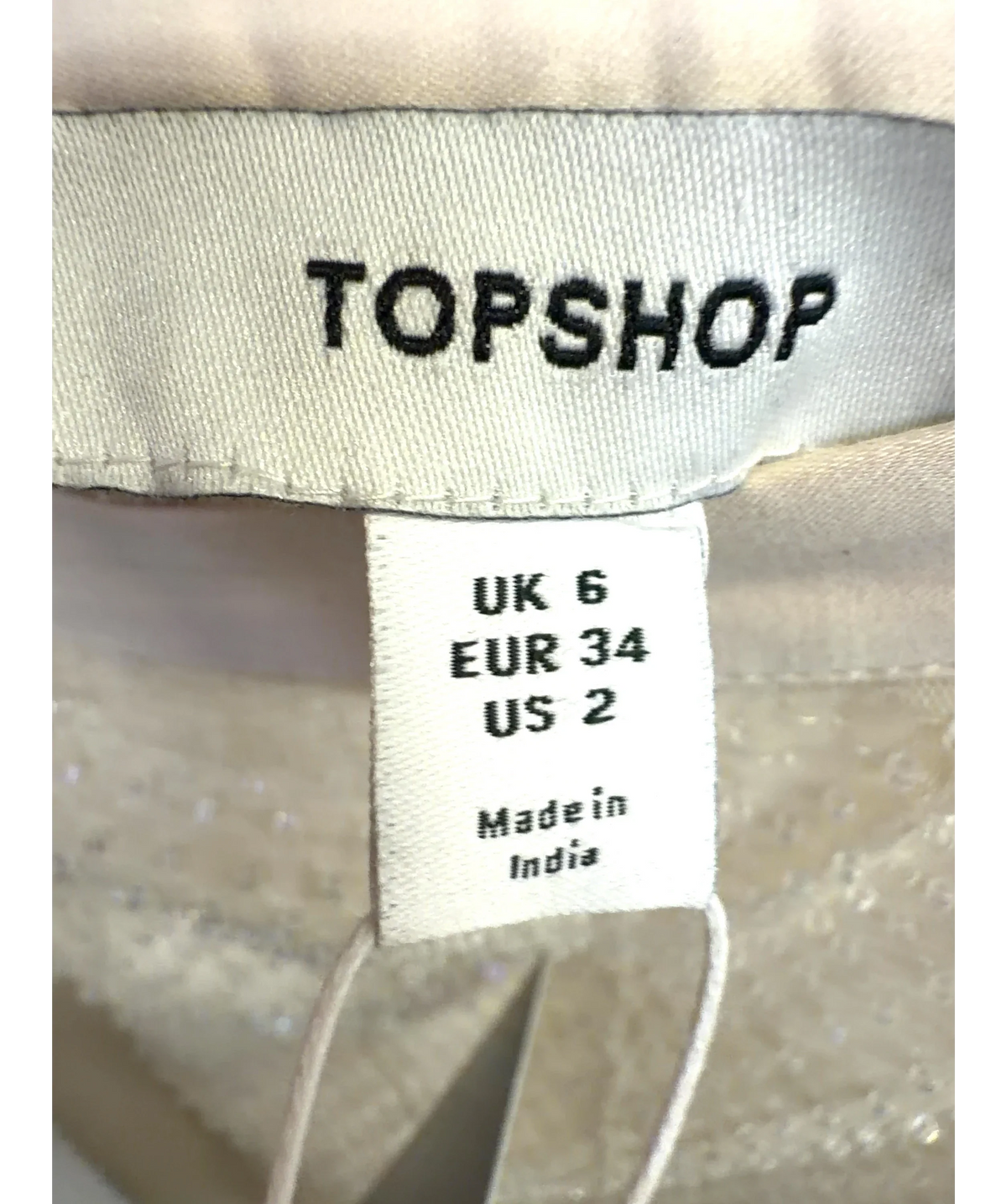 TOPSHOP Cream Colour, size UK 6 — care label