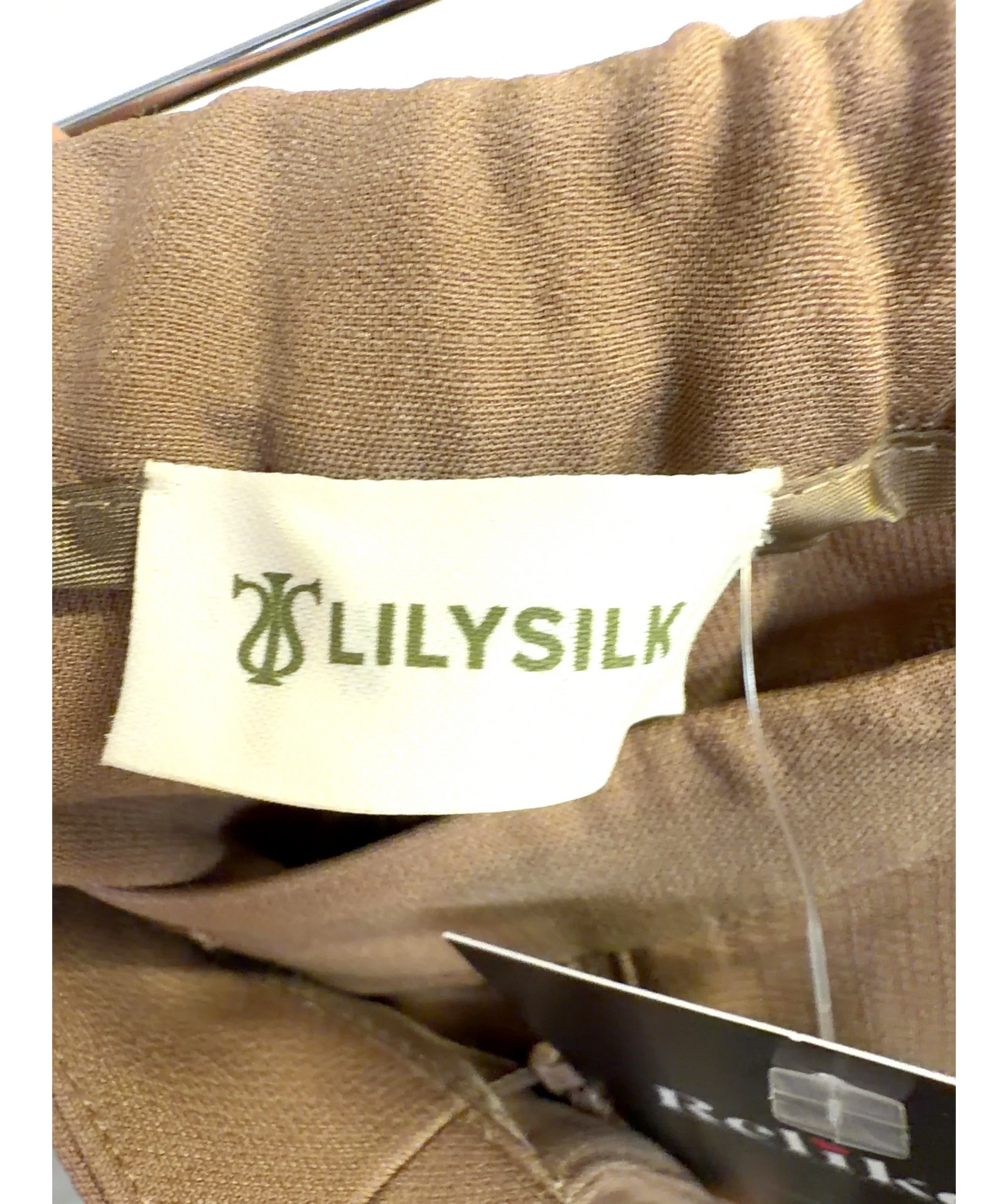 LILYSILK camel Silk-Wool Pleated Wide-Leg Trousers, size UK 6 — detail
