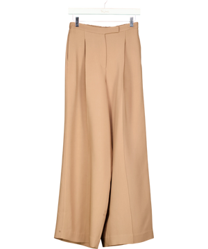 Lilysilk Silk-Wool Pleated Wide-Leg Trousers Beige UK 6