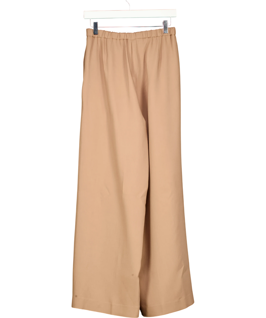 LILYSILK camel Silk-Wool Pleated Wide-Leg Trousers, size UK 6 — back