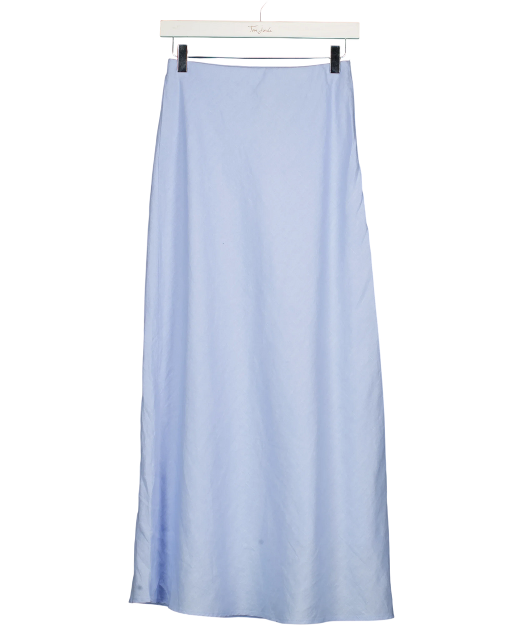 ABERCROMBIE & FITCH light blue 100% Linen High Rise Maxi Skirt, size UK XS — front