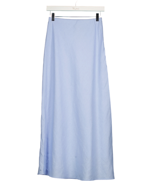 ABERCROMBIE & FITCH light blue 100% Linen High Rise Maxi Skirt, size UK XS — front