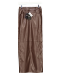 4th & Reckless Brown Chocolate Tailored PU Maxi Skirt, size UK 6 — front