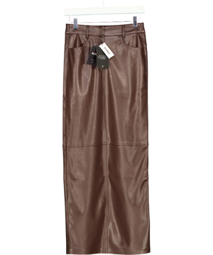 4th & Reckless Chocolate Tailored PU Maxi Skirt UK 6