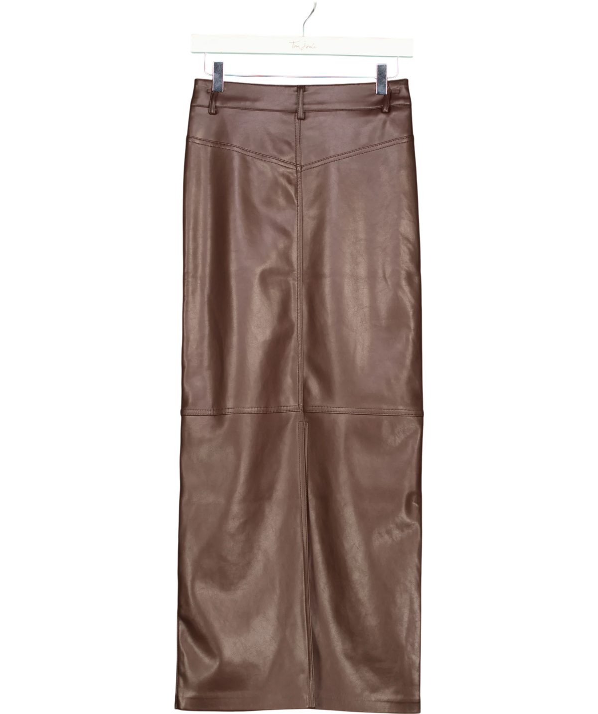 4th & Reckless Brown Chocolate Tailored PU Maxi Skirt, size UK 6 — back