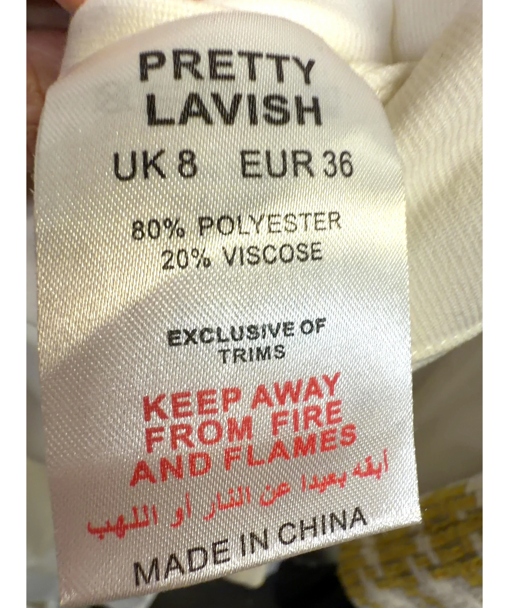 PRETTY LAVISH Cream Colour, size UK 8 — label