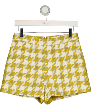 L'agence Yellow and White Houndstooth Tweed Shorts UK 6