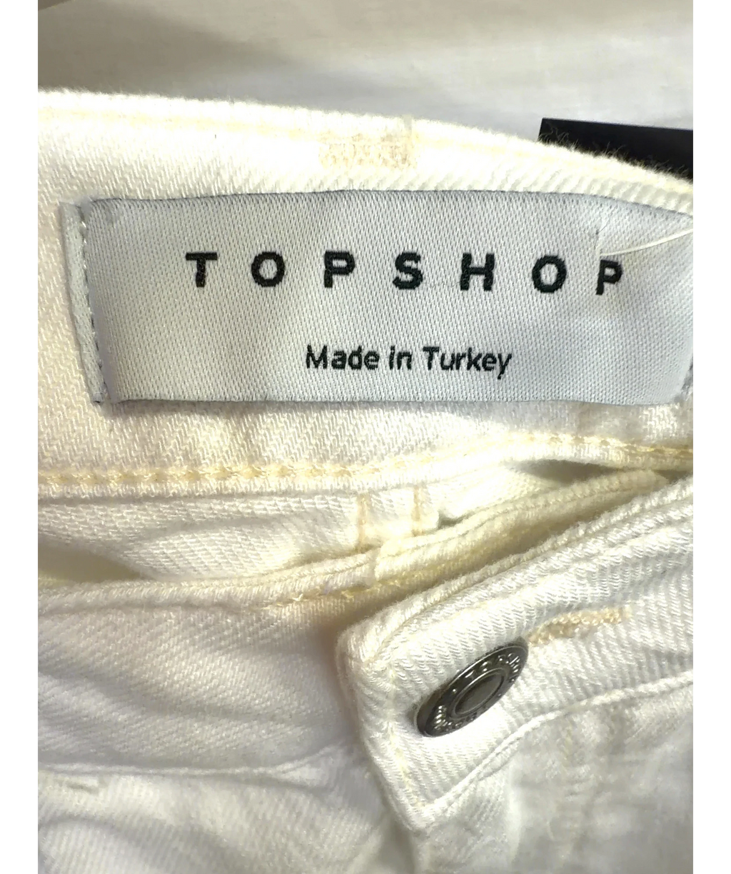 TOPSHOP White Low Rise Wide Leg Jeans, size UK 8 — detail