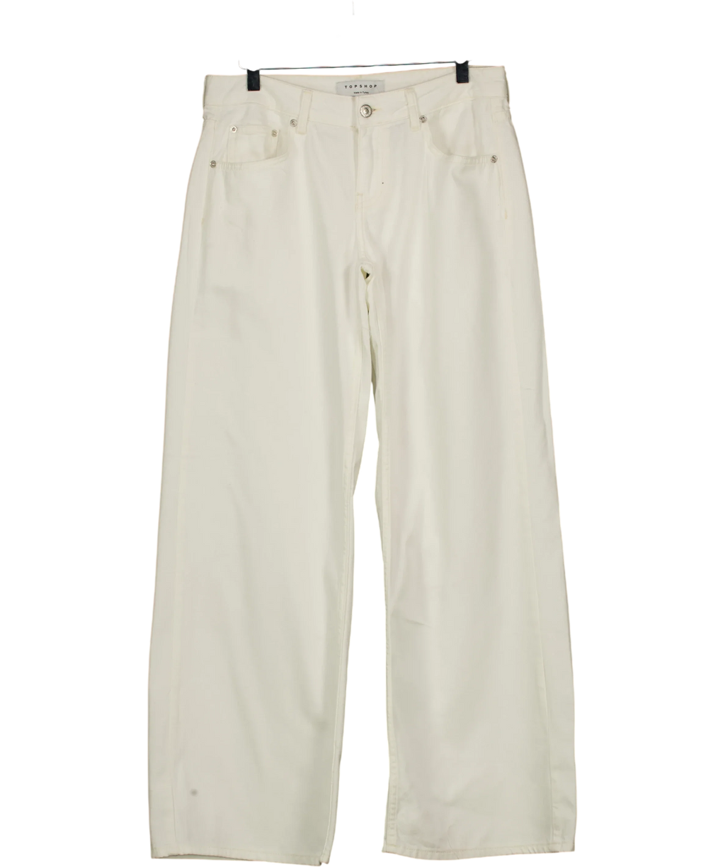 TOPSHOP White Low Rise Wide Leg Jeans, size UK 8 — front
