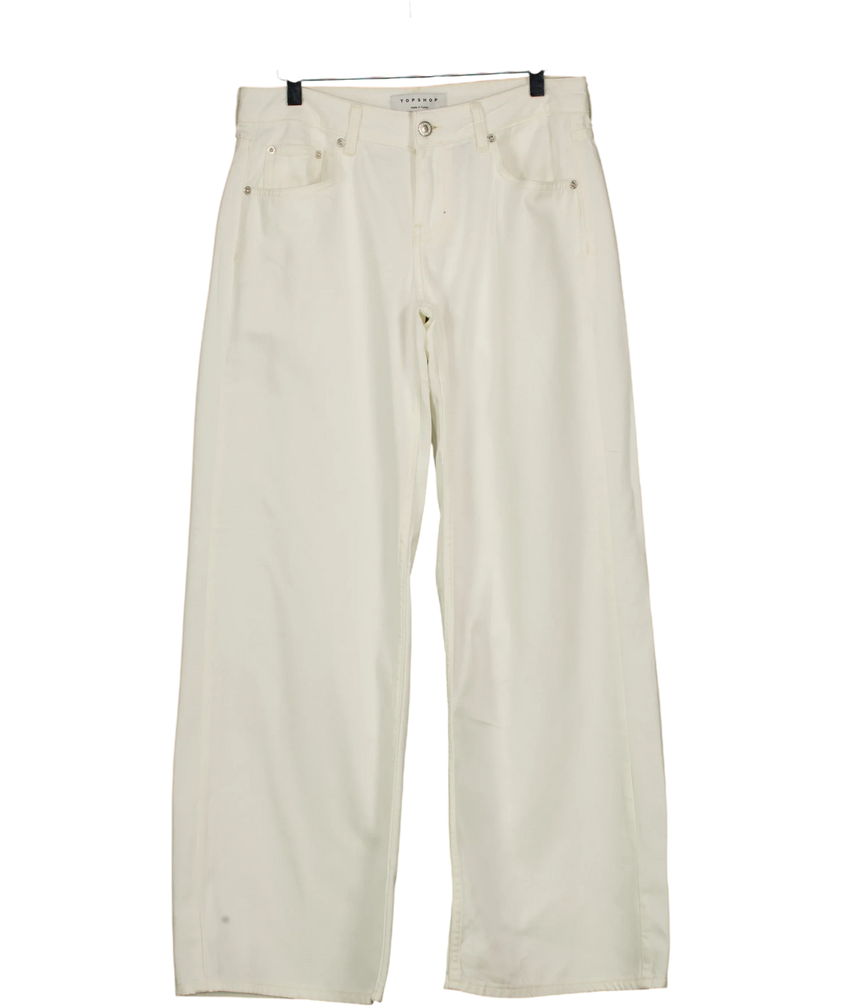 TOPSHOP White Low Rise Wide Leg Jeans, size UK 8 — front