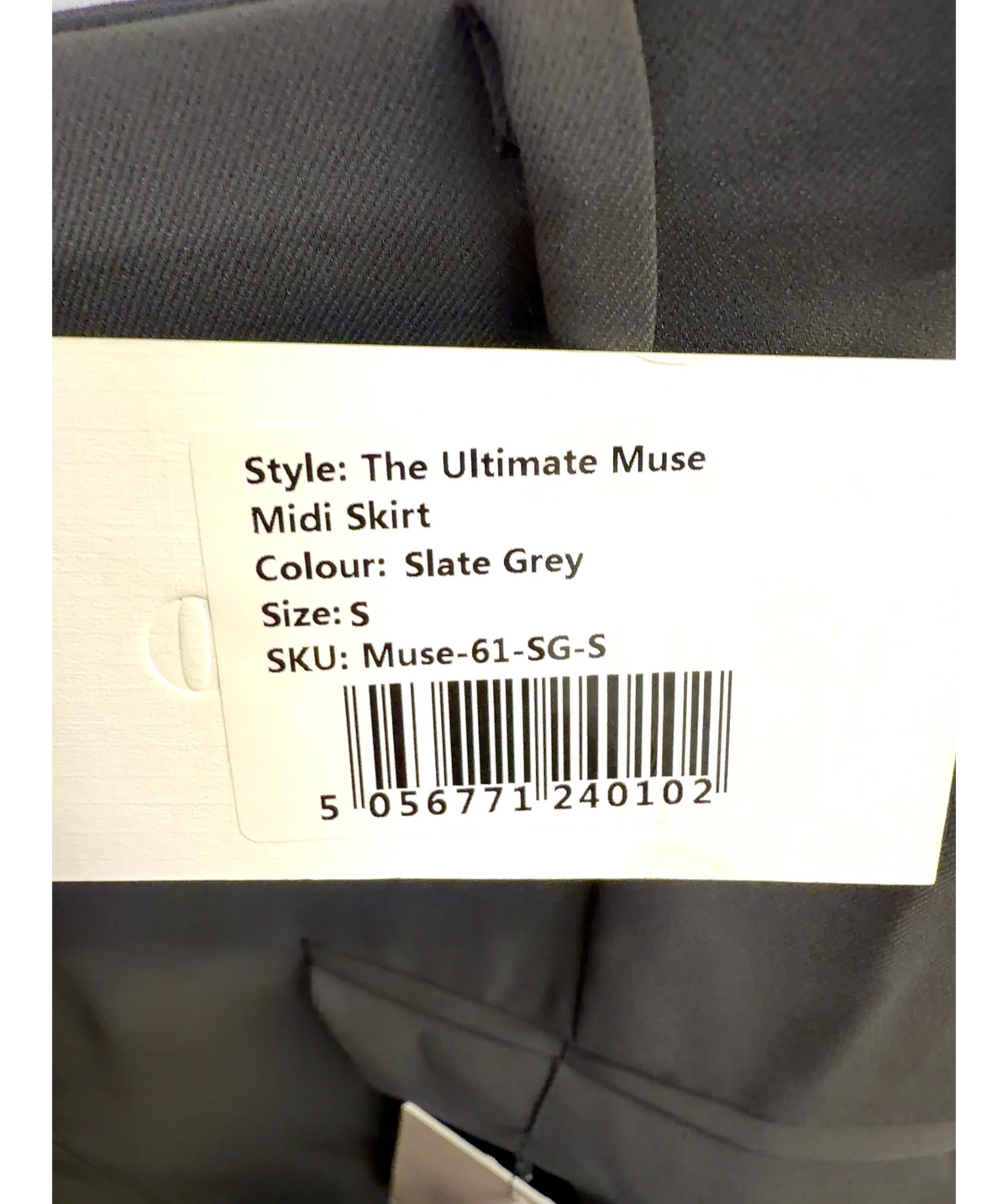 ODD MUSE Grey The Ultimate Muse Midi Skirt, size UK S — label
