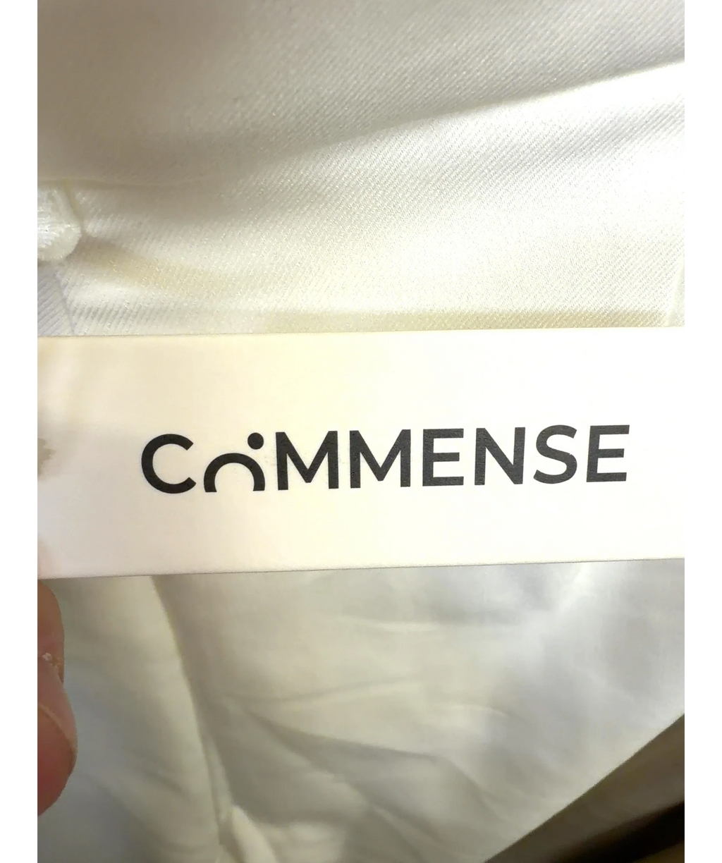 Commense White Pleated Tailored Wide Leg Trousers, size UK S — detail