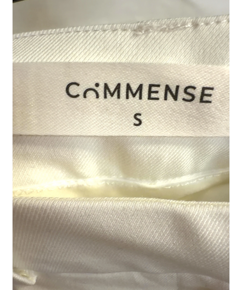 Commense White Pleated Tailored Wide Leg Trousers, size UK S — care label