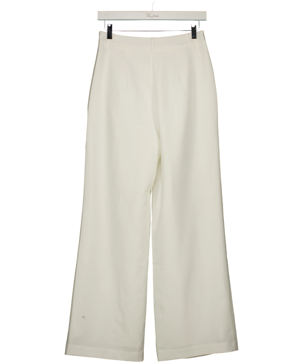 Commense White Pleated Tailored Wide Leg Trousers, size UK S — back