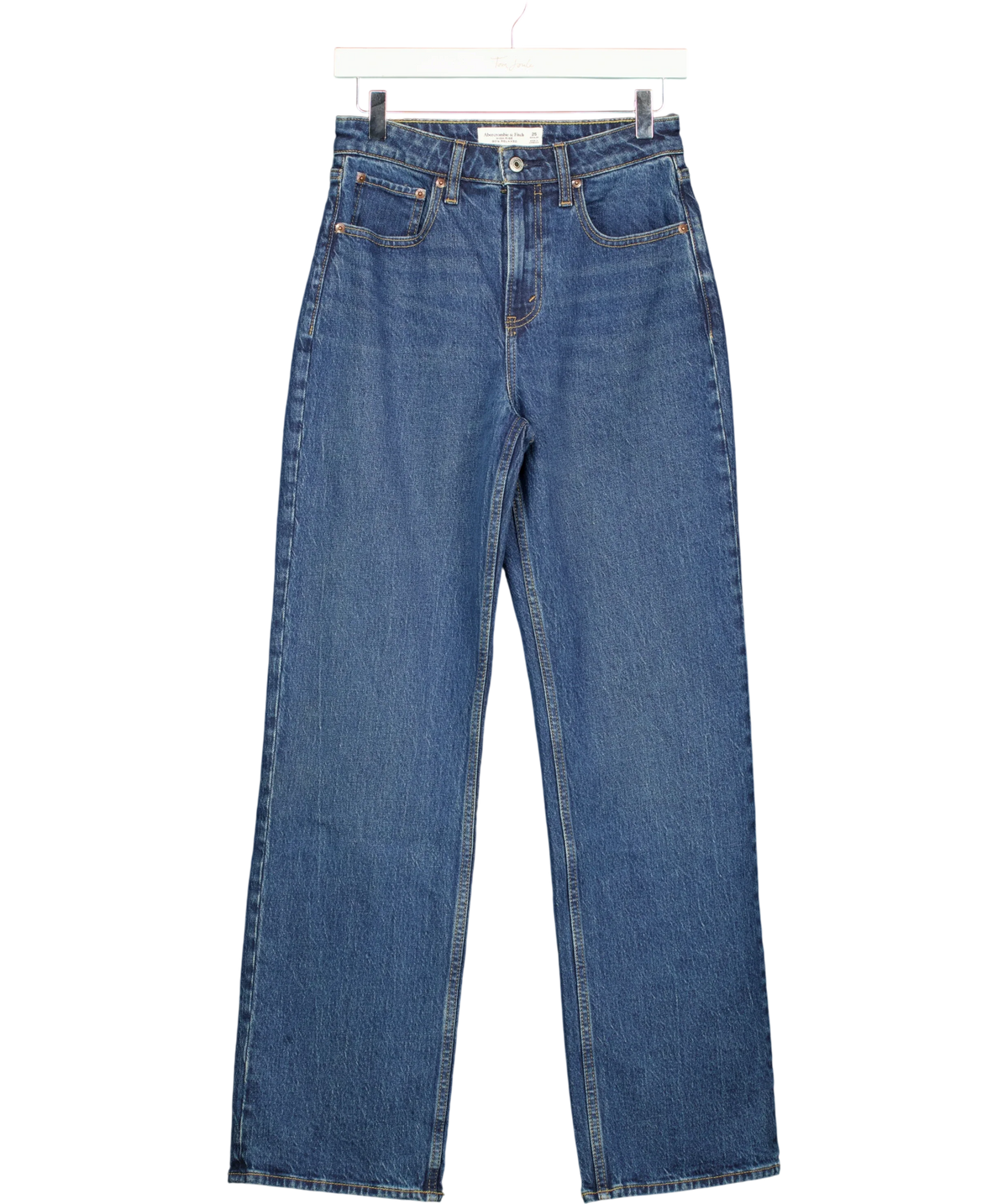 ABERCROMBIE & FITCH Blue Curve Love High Rise 90s Relaxed Jeans, size W25 — front