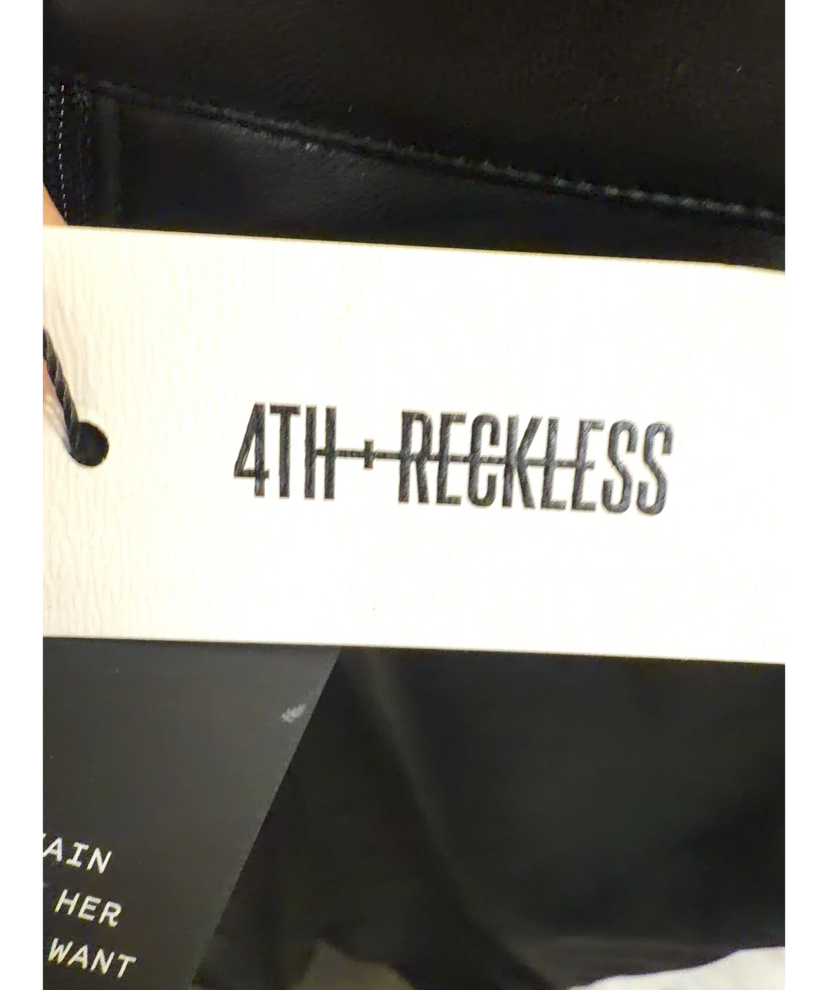 4th & Reckless Black Carys Faux Leather Midi Skirt, size UK 6 — detail