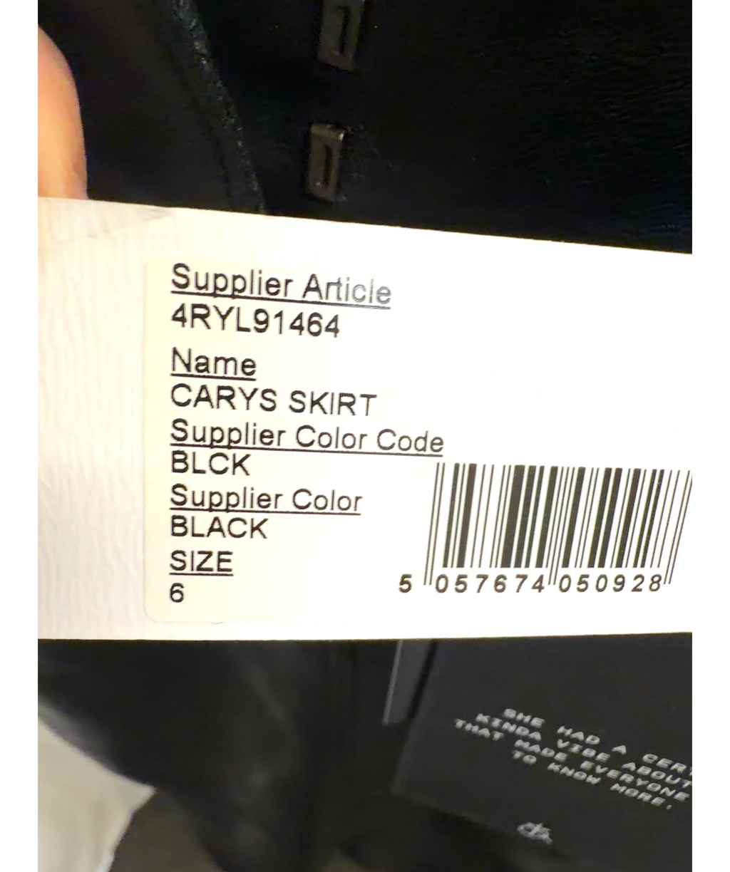 4th & Reckless Black Carys Faux Leather Midi Skirt, size UK 6 — label