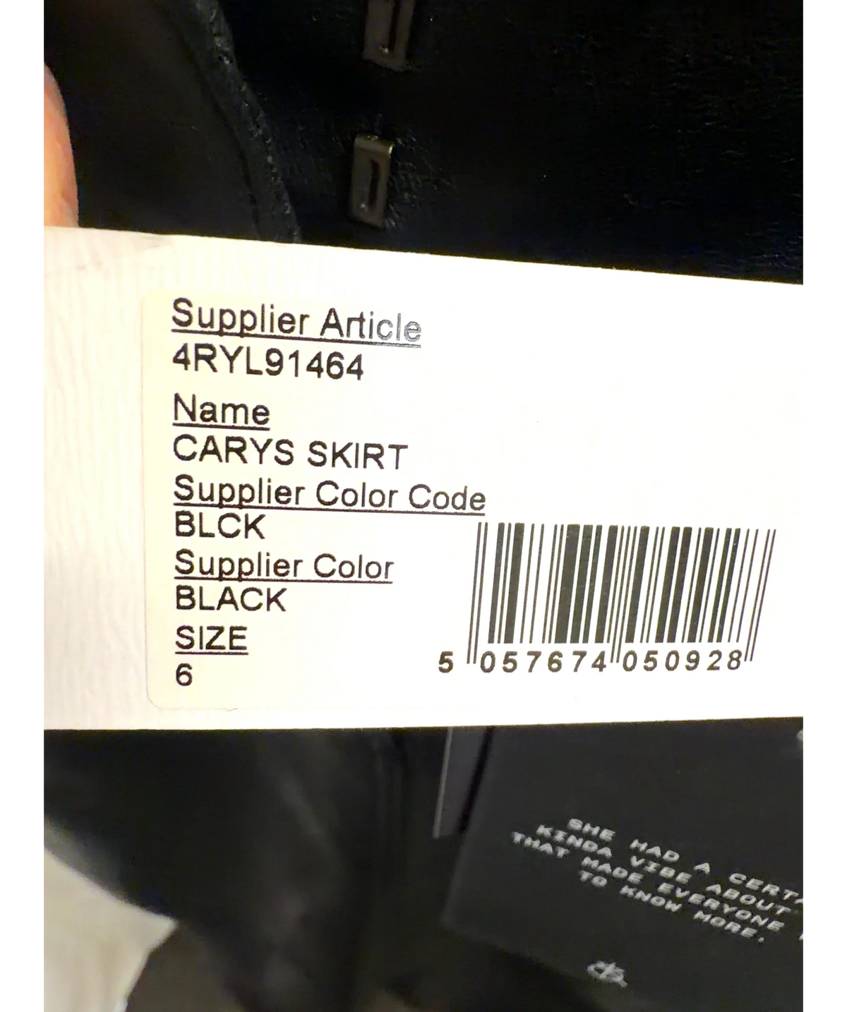 4th & Reckless Black Carys Faux Leather Midi Skirt, size UK 6 — care label