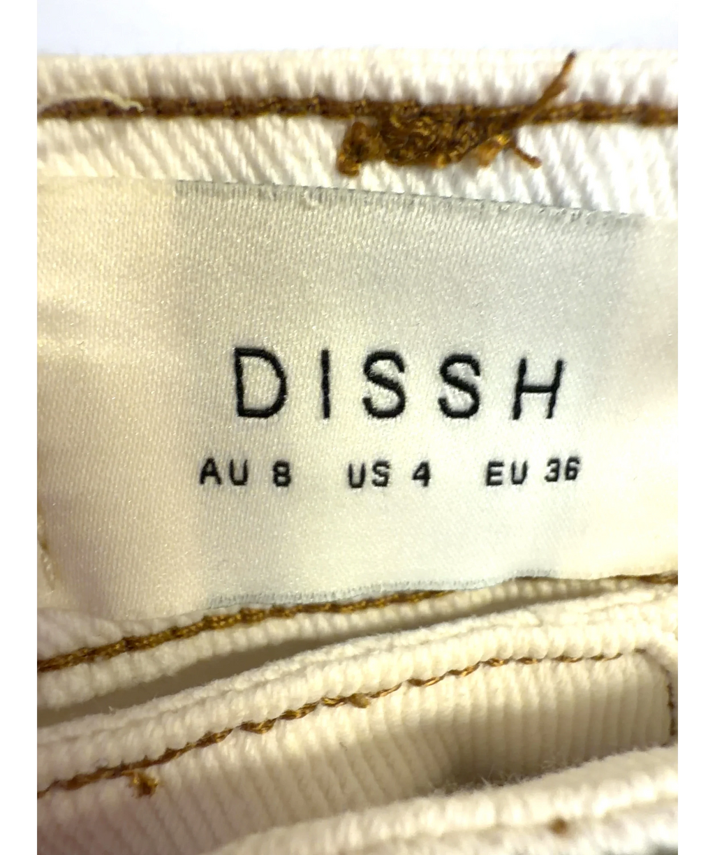 DISSH White White denim maxi skirt, size UK 8 — care label