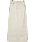 DISSH White White denim maxi skirt, size UK 8 — front