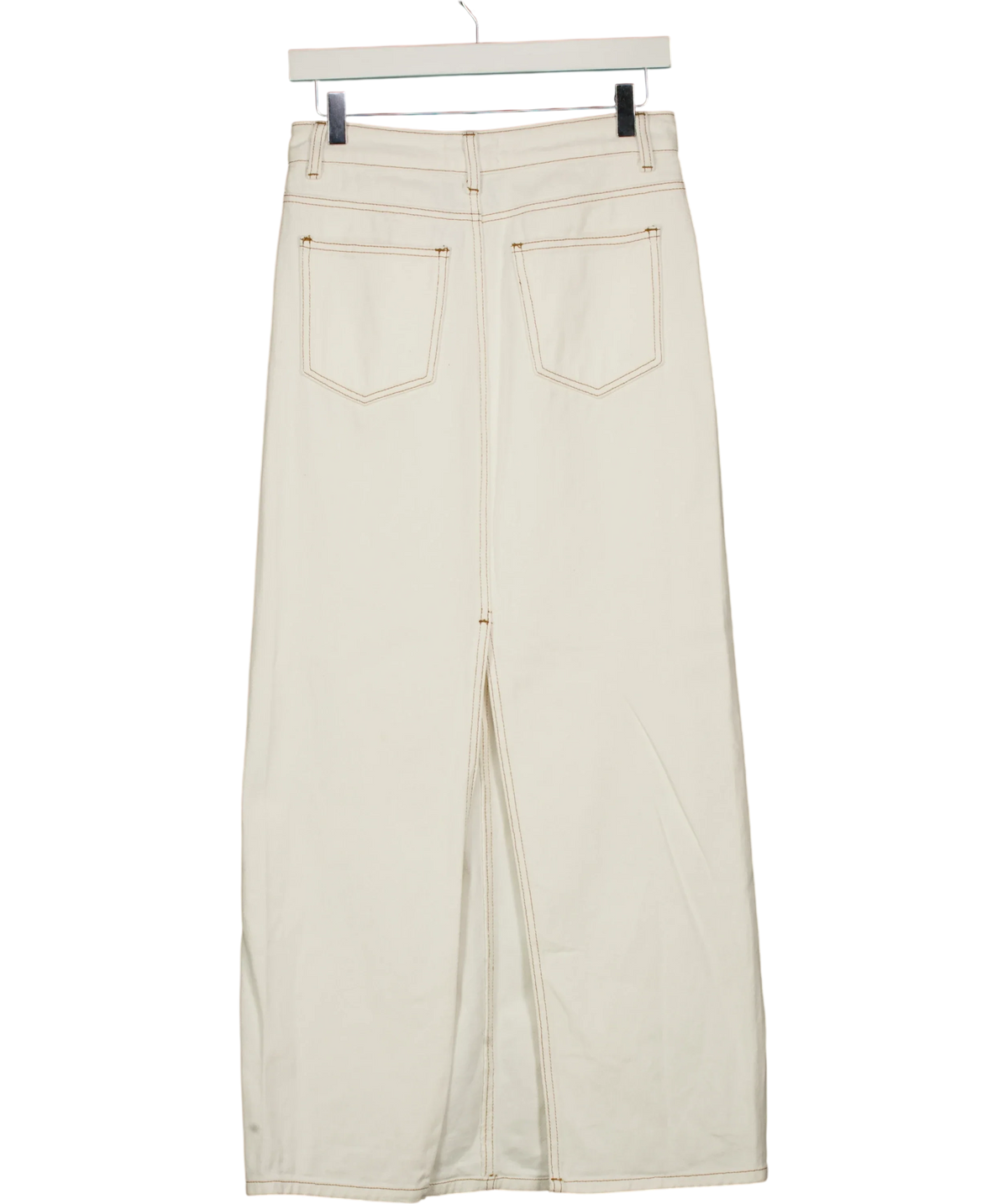 DISSH White White denim maxi skirt, size UK 8 — back