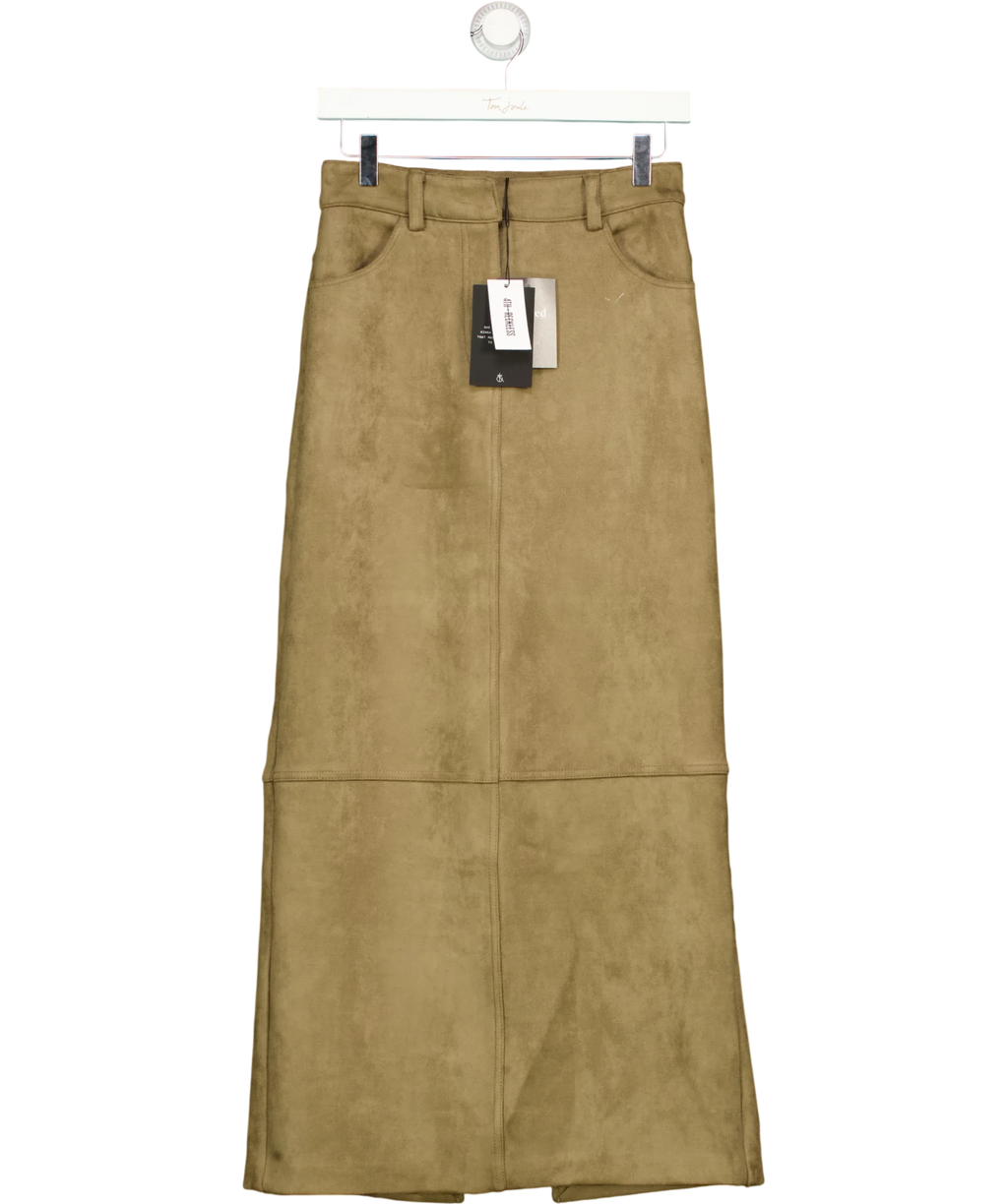 4th & Reckless olive LORNA SKIRT, size UK 6 — front
