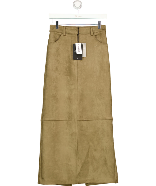 4th & Reckless olive LORNA SKIRT, size UK 6 — front