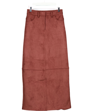 4th And Reckless Brown Belt Loops Midi Skirt UK 6