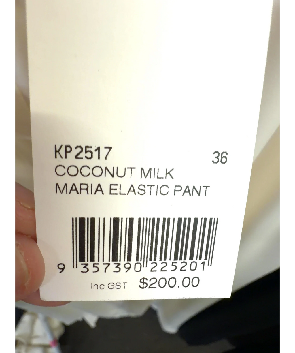 Kookai Cream Maria Elastic Pant, size UK 8 — label