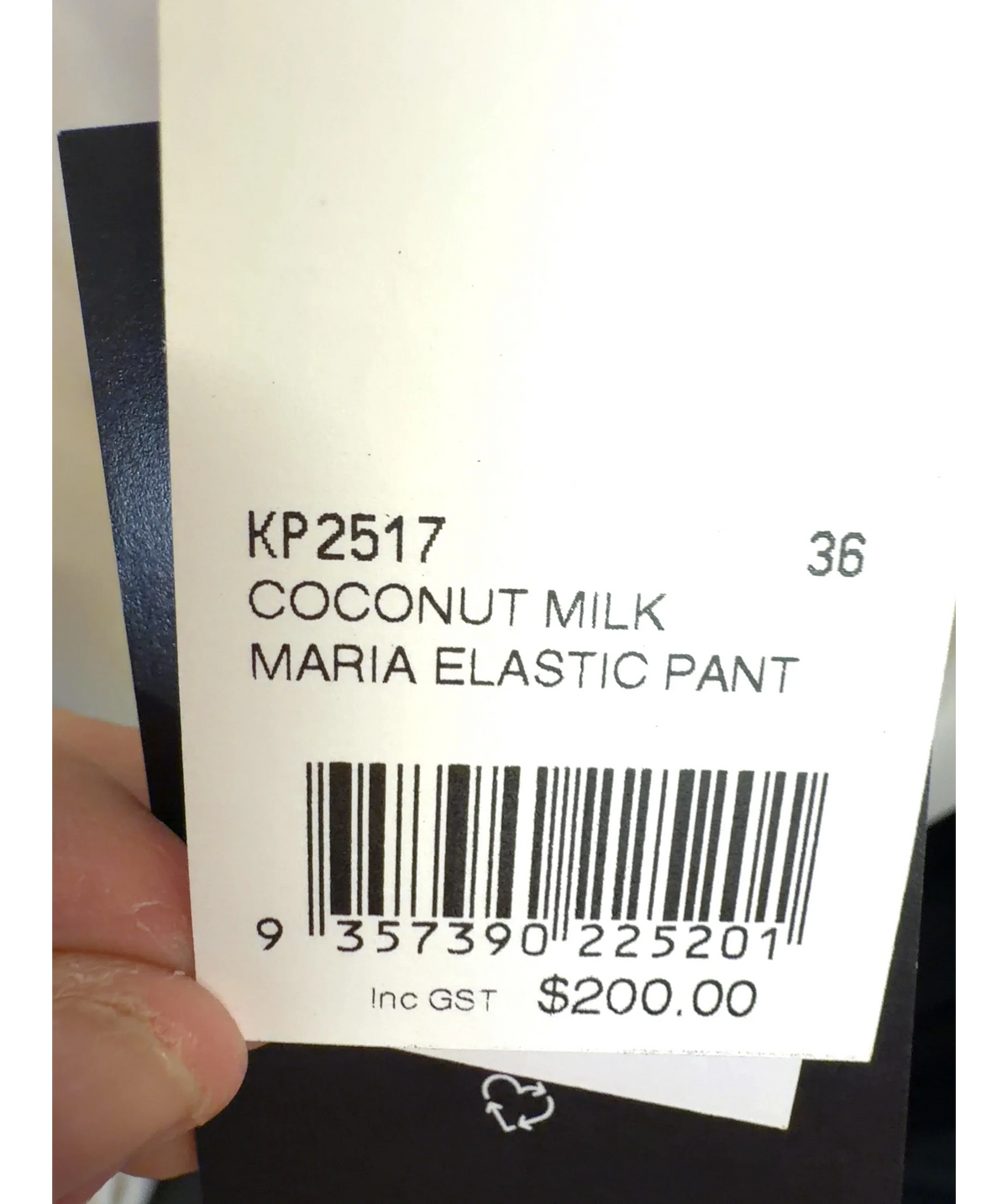 Kookai Cream Maria Elastic Pant, size UK 8 — care label