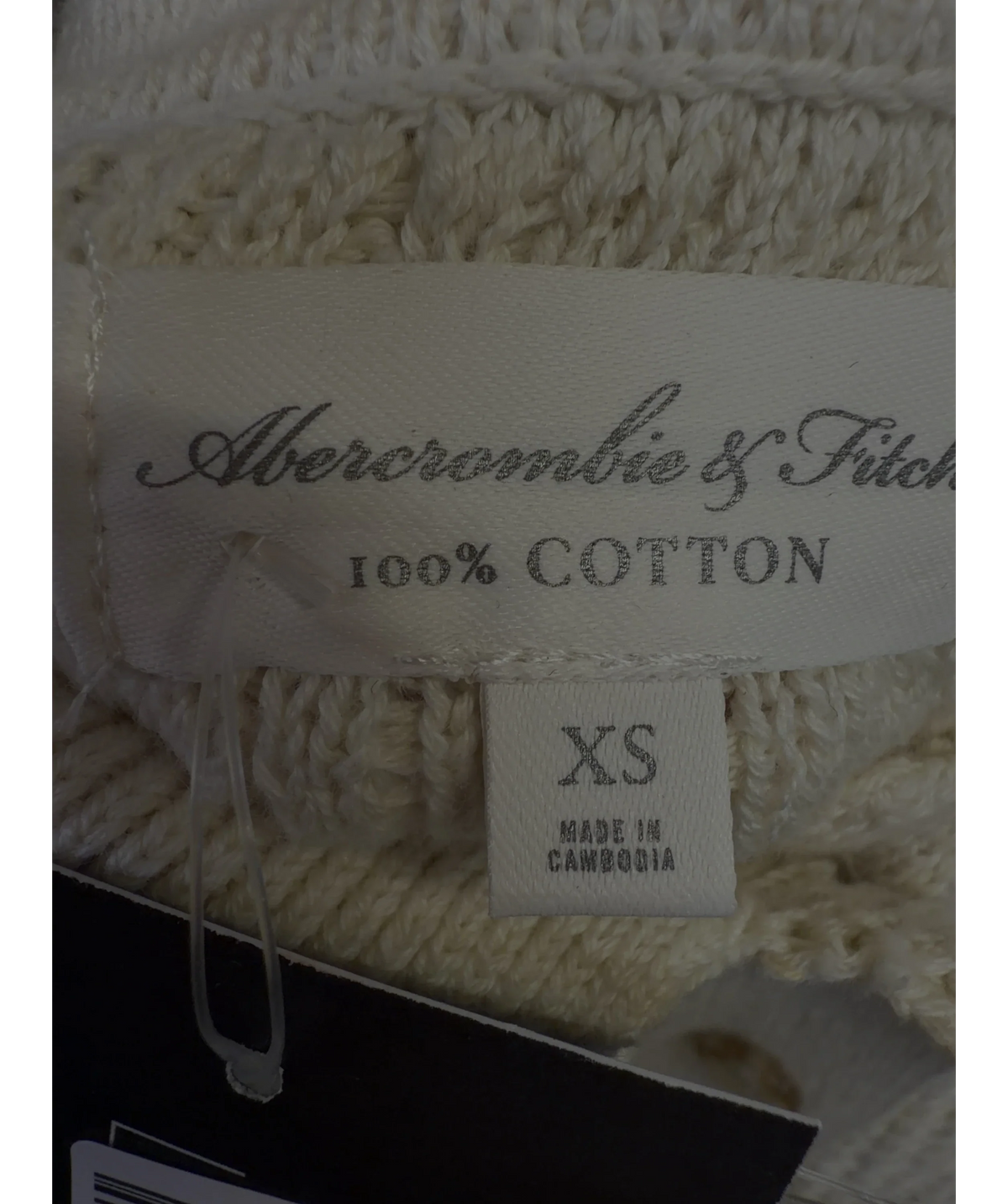 ABERCROMBIE & FITCH Cream Textured Collared Cardigan, size UK XS — detail