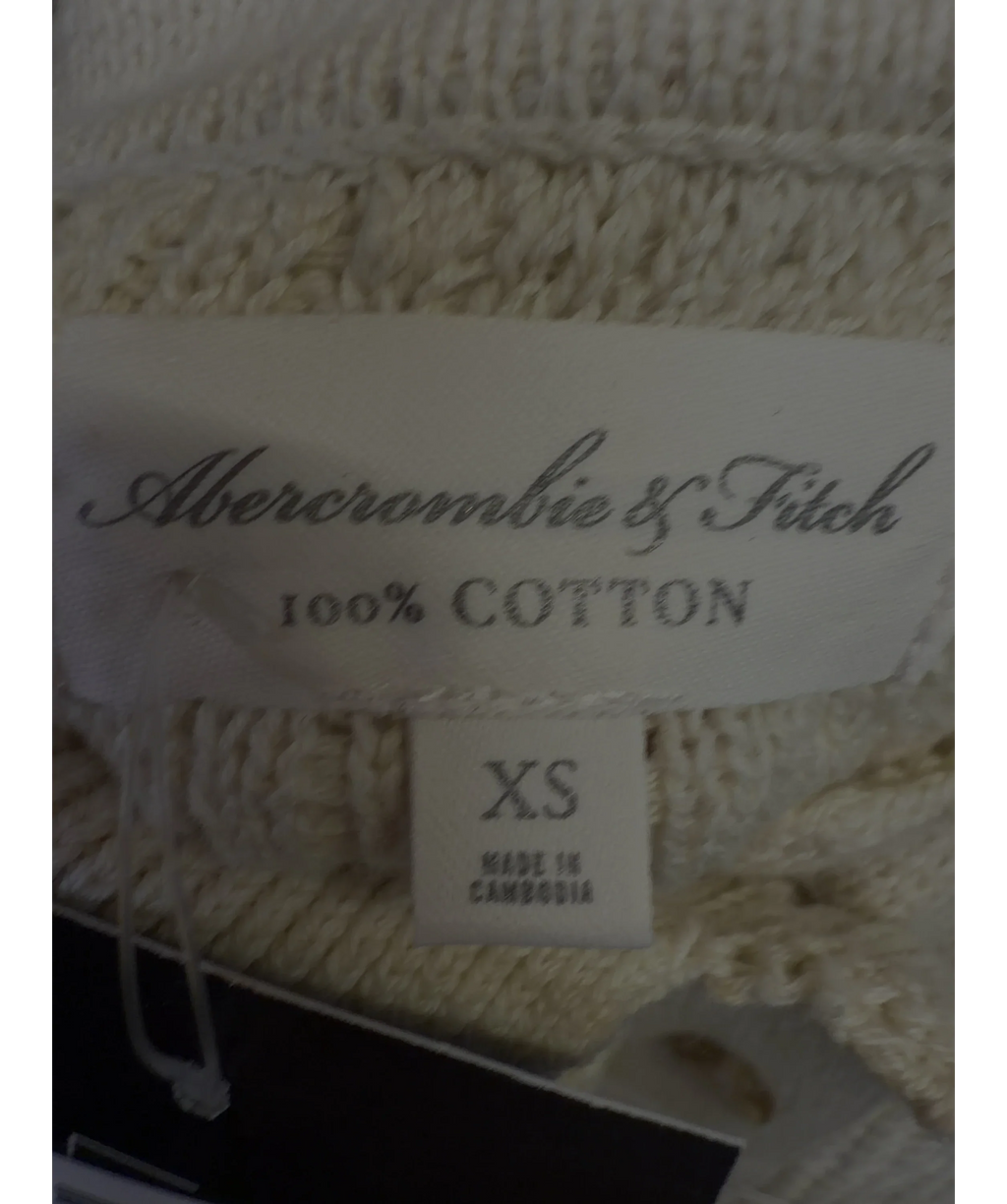 ABERCROMBIE & FITCH Cream Textured Collared Cardigan, size UK XS — label
