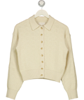 ABERCROMBIE & FITCH Cream Textured Collared Cardigan, size UK XS — front