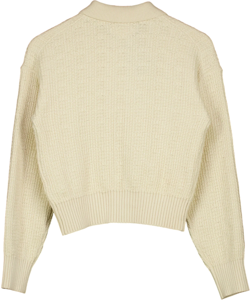 ABERCROMBIE & FITCH Cream Textured Collared Cardigan, size UK XS — back