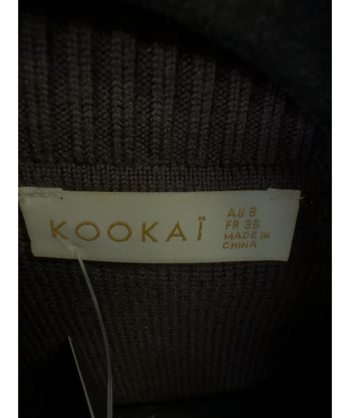 Kookai Brown Dalton Zip Cardigan, size UK 8 — detail