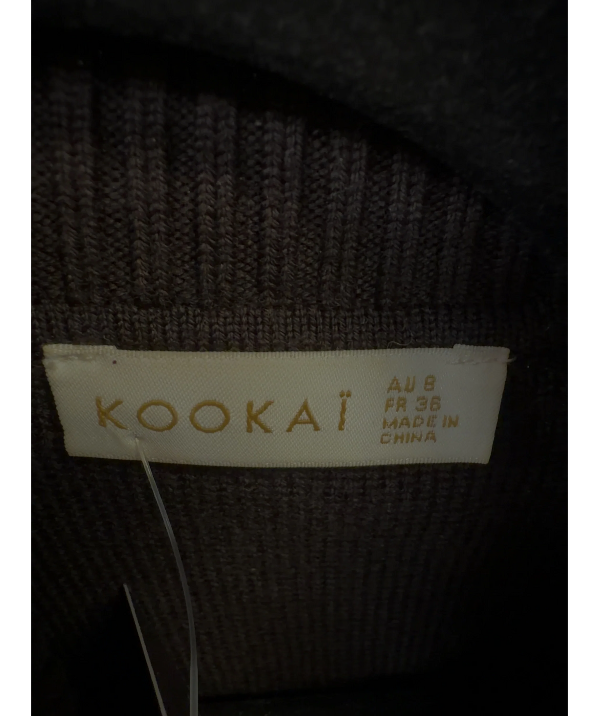 Kookai Brown Dalton Zip Cardigan, size UK 8 — care label