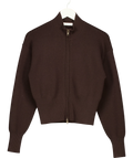 Kookai Brown Dalton Zip Cardigan, size UK 8 — front