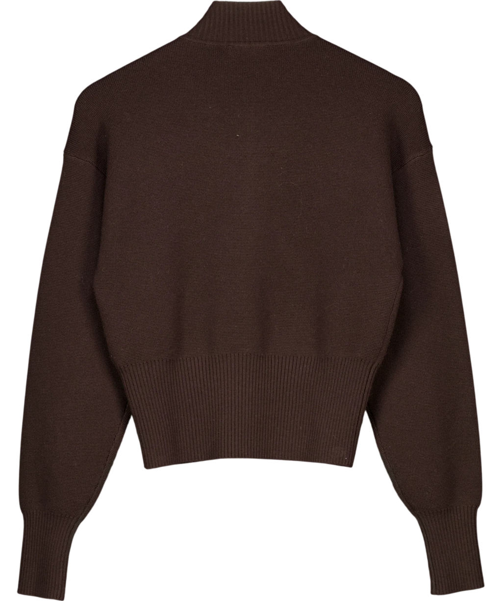 Kookai Brown Dalton Zip Cardigan, size UK 8 — back