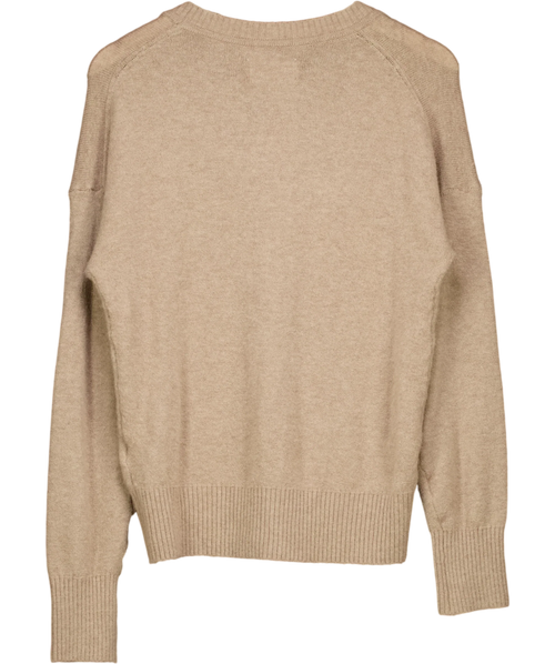 ABERCROMBIE & FITCH Beige Merino Wool-Blend V-Neck Sweater, size UK S — back