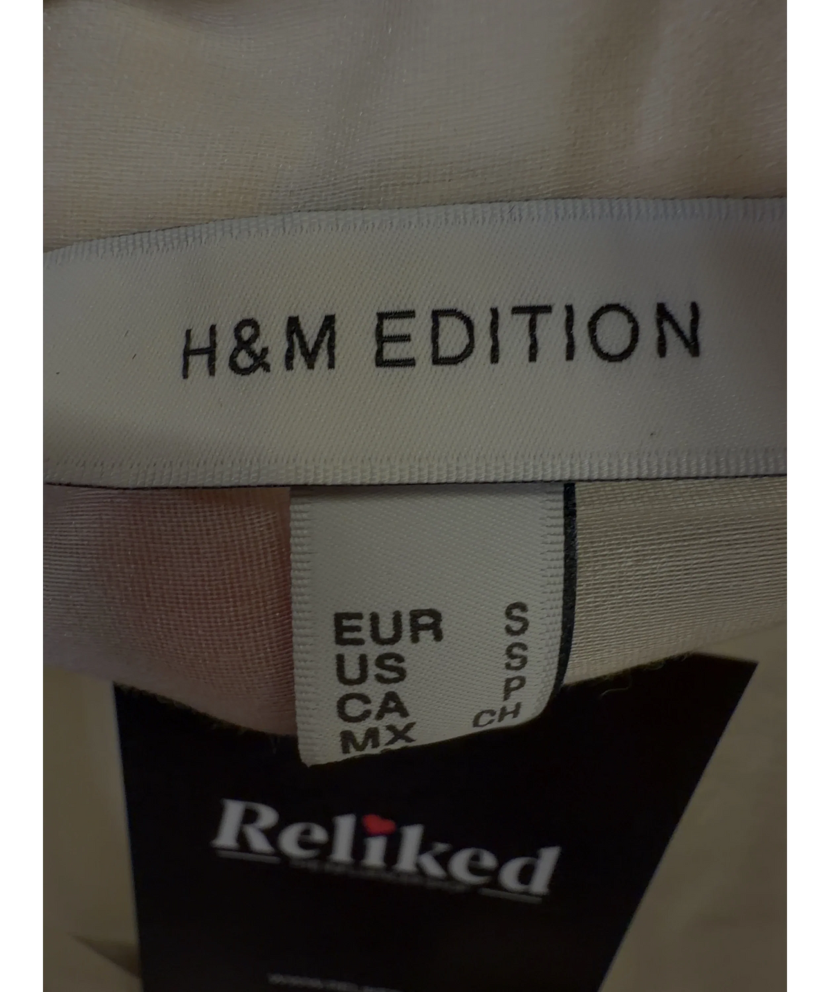 H&M Cream Waisted sheer shirt, size UK S — detail