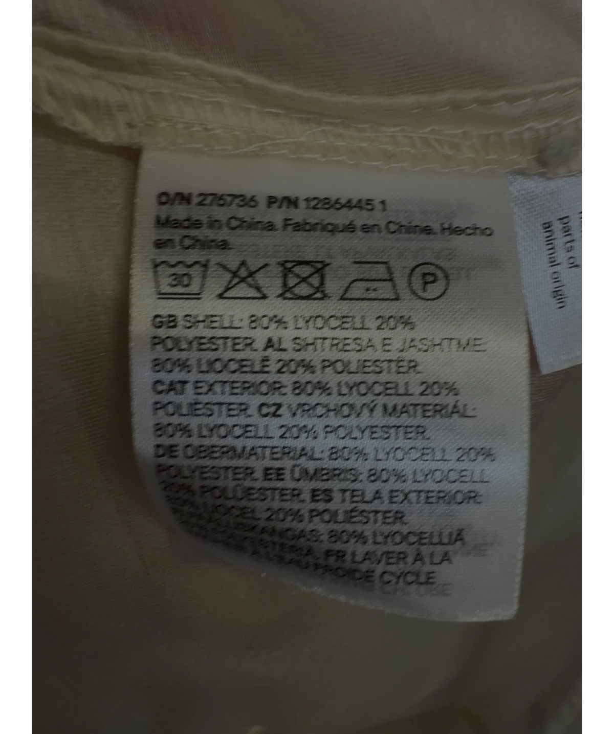 H&M Cream Waisted sheer shirt, size UK S — label