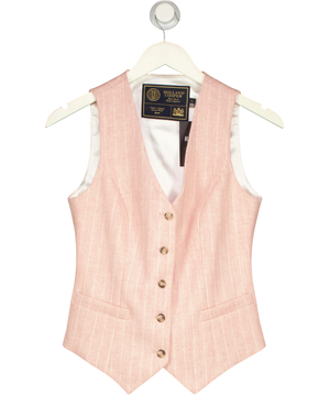 Holland Cooper Hampton Waistcoat Pink Chalk Pinstripe UK 8