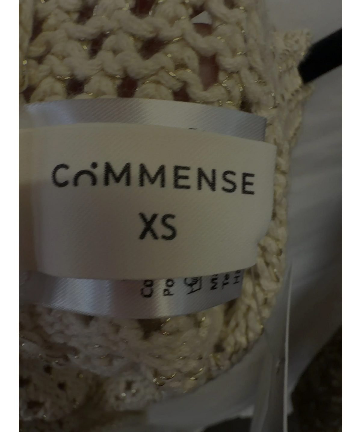 Commense Cream One Shoulder 3D Flower Crochet Top, size UK XS — care label