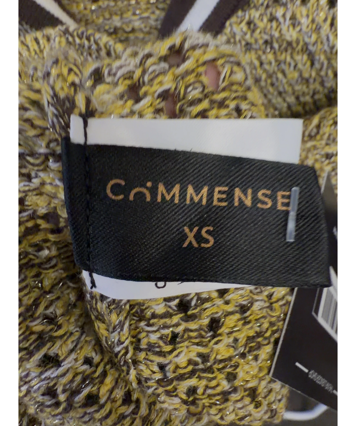 Commense Yellow Contrast Trim Textured Knit Top, size UK XS — detail