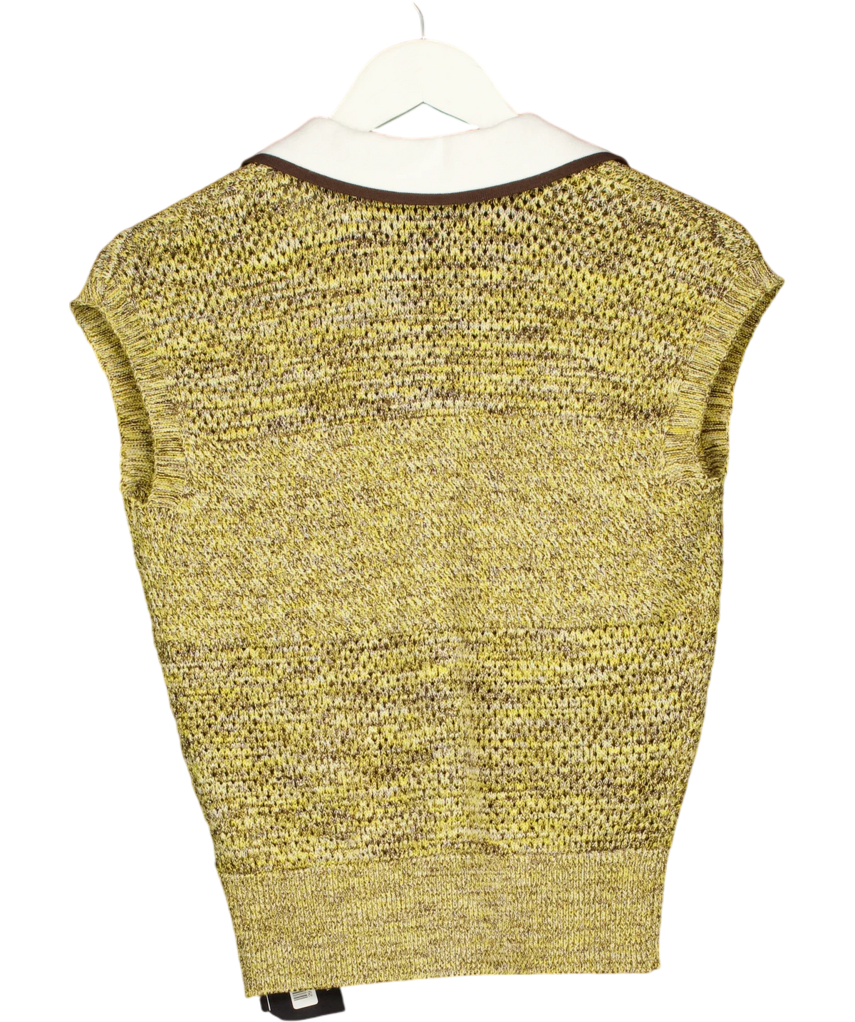 Commense Yellow Contrast Trim Textured Knit Top, size UK XS — back