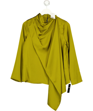 H&M Shawl-Detail Satin Blouse Green UK XS
