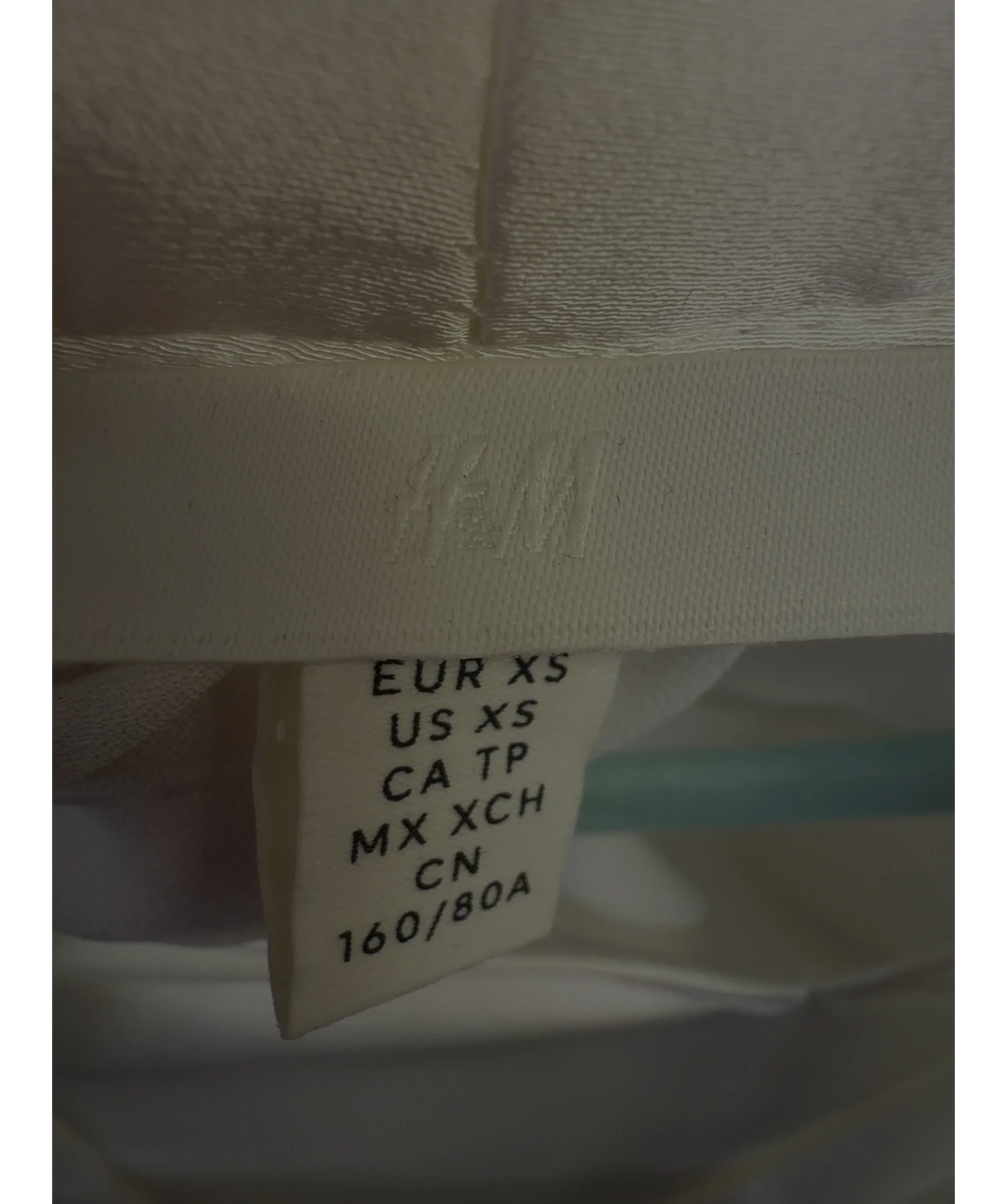 H&M White White Pussy Bow Blouse, size UK XS — care label